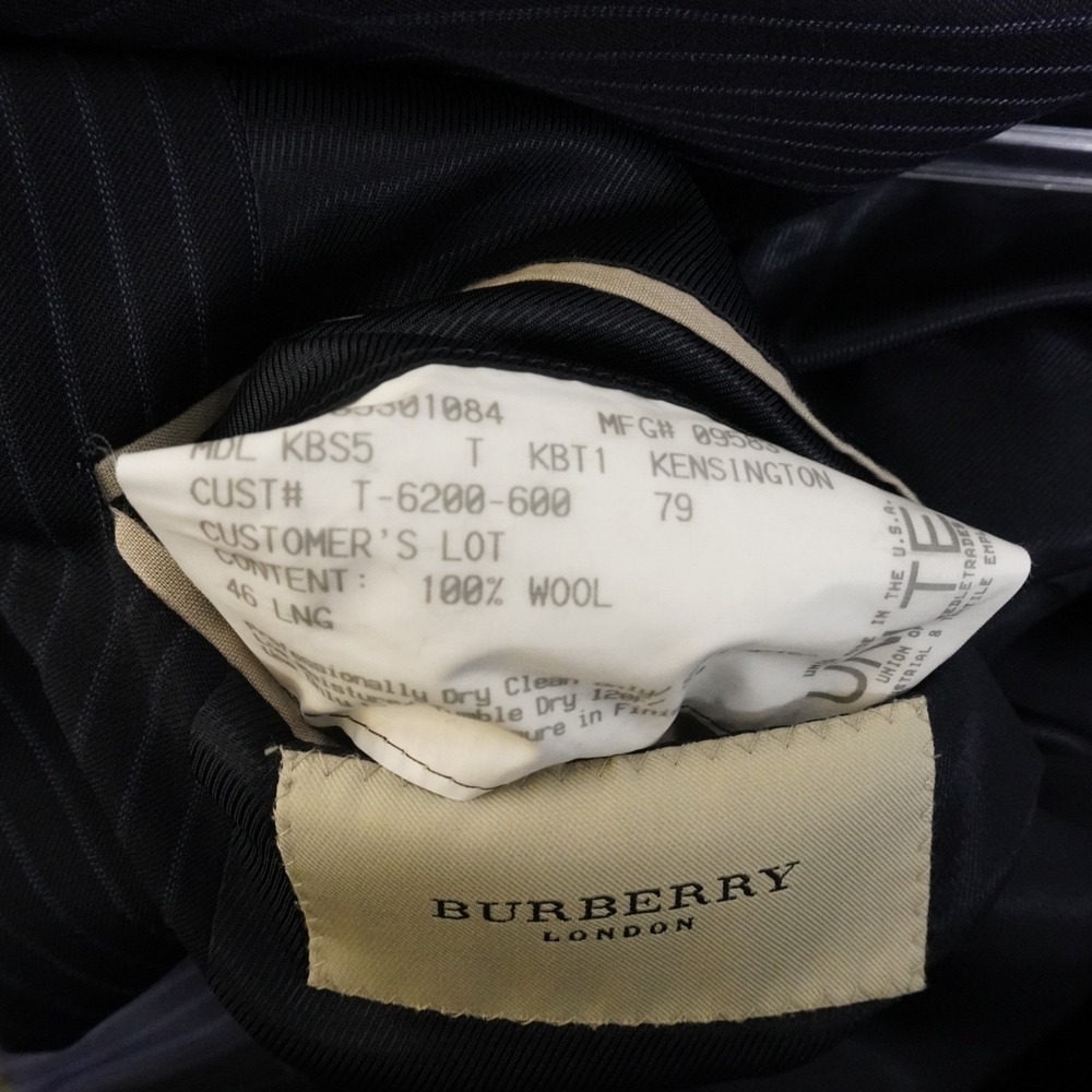 Burberry Pinstripe 100% Wool Blazer Jacket Sports Coat Dark Navy Men's Sz 46L - Picture 11 of 12